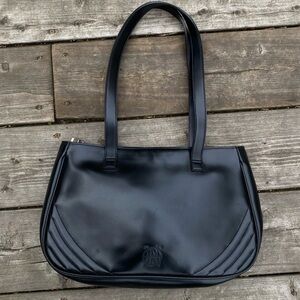 Jean Paul Gaultier Y2K Leather Logo Handbag Baby Bag Purse Black